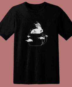 Many Eyed Cat In Coffee Cup 80s T Shirt 1