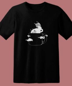 Many Eyed Cat In Coffee Cup 80s T Shirt 2
