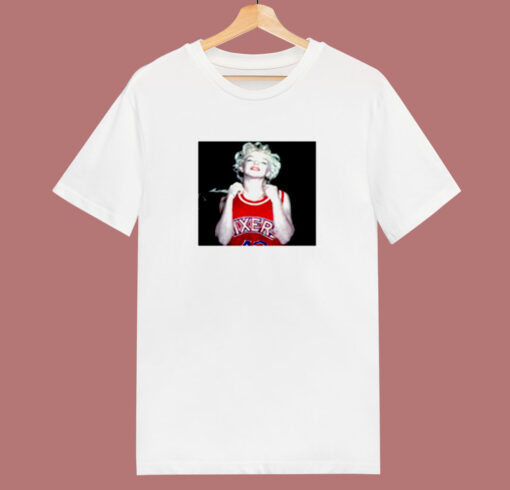 Marilyn Monroe Norma Jeane Wearing Philadelphia 76ers Sixers Jersey 80s T Shirt