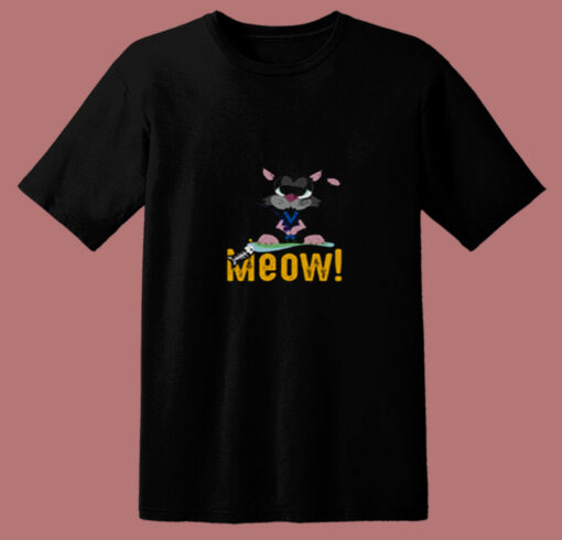 Meow Cat Funny Gift For Cats Lovers 80s T Shirt