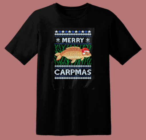 Merry Carpmas Carp Fish Christmas Ugly 80s T Shirt