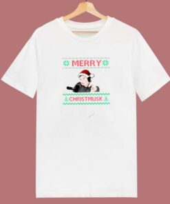 Merry Christmusk Funny Elon Musk 80s T Shirt