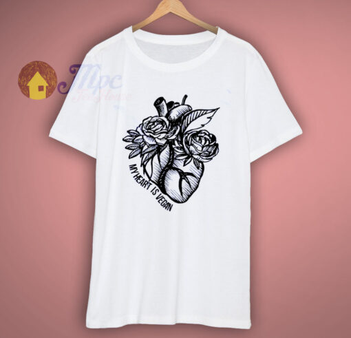 My Heart Is Vegan Cute T Shirt