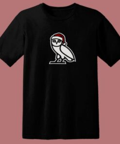 Ovo Holiday Santa Owl Funny 80s T Shirt