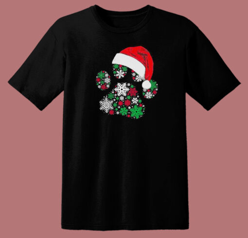 Paw Snowflake Santa Hat T Shirt Style