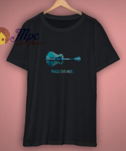 Peace Love Music Guitar Lake Shadow Hippie T Shirt