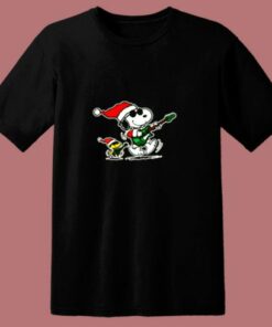 Peanuts Christmas Snoopy And Woodstock 80s T Shirt