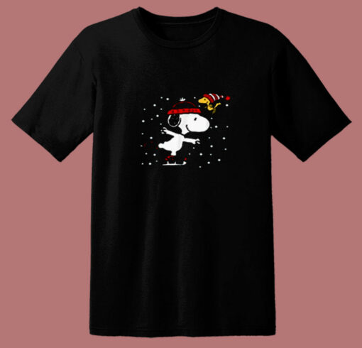 Peanuts Snoopy And Woodstock Skate Holiday 80s T Shirt