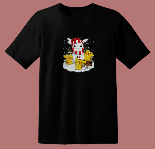 Pikachu Snowman Christmas Holiday 80s T Shirt