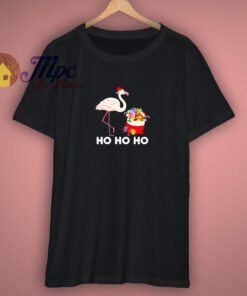 Pink Christmas Flamingos Santa Claus Xmas Toys T-Shirt