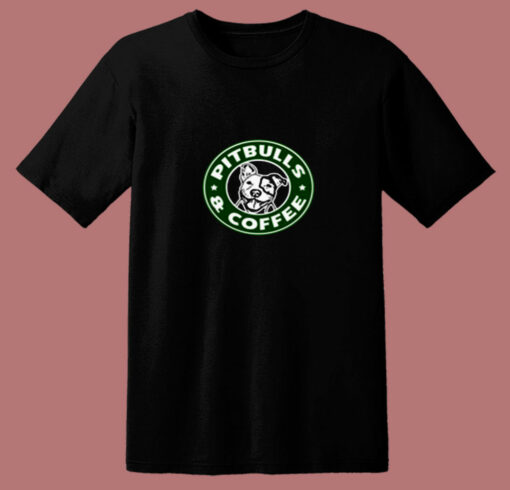 Pitbulls And Coffee 80s T Shirt