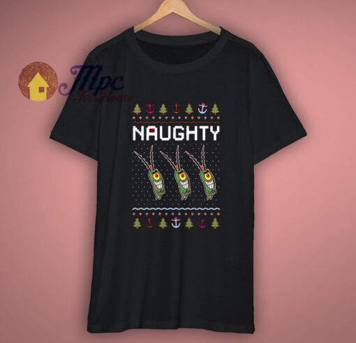 Plankton Ugly Christmas Naughty Boys Toddler Kids T Shirt