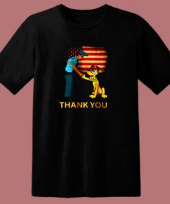Pluto Cartoon Dog Thank You Usa Police 80s T Shirt