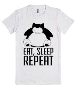 Pokemon Snorlax Eat, Sleep Repeat Unisex Premium T shirt Size S,M,L,XL,2XL