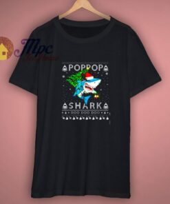 Poppop Shark Santa Christmas Family Matching T-Shirt