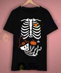 Pregnant Skeleton Pumpkin Halloween T Shirt