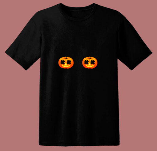 Pumpkin Boobs Funny Halloween Unisex 80s T Shirt