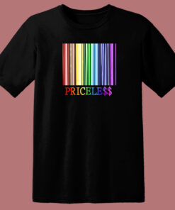Rainbow Pride Priceless Barcode 80s T Shirt Style 1