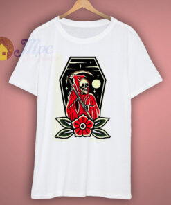 Reaper and Rose Skull Halloween T Shirt