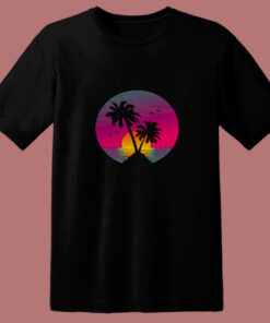 Retro 80s Aesthetic Sunset In A Circle 80s T Shirt 1