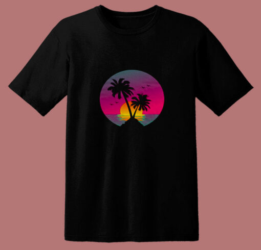 Retro 80s Aesthetic Sunset In A Circle 80s T Shirt
