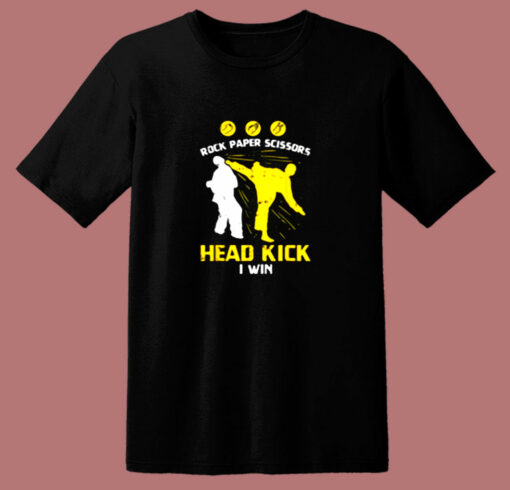 Rock Paper Scissors Headkick Win 80s T Shirt