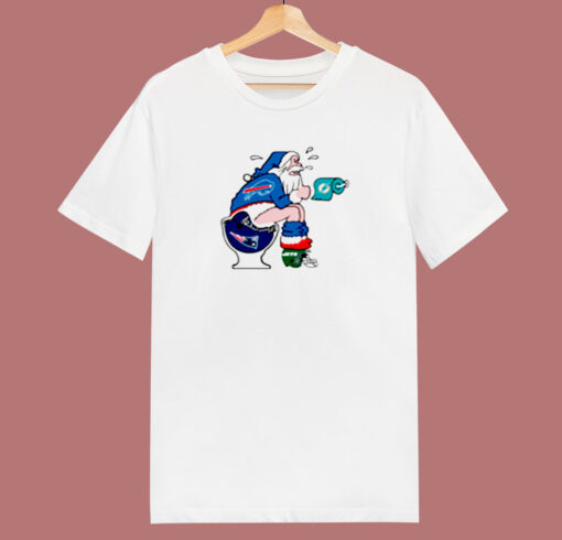 Santa Sitting Toilet New England Patriots 80s T Shirt