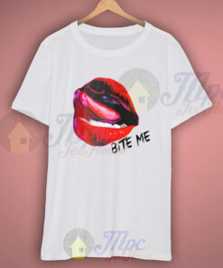 Sexy Lips Bite Me Quote T Shirt