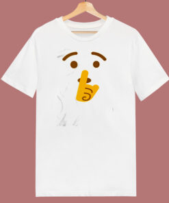 Shh Shushing Face Emoji 80s T Shirt 1
