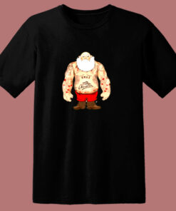 Shirtless Santa Covered In Tattoos For Christmas 80s T Shirt