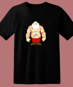 Shirtless Santa Covered In Tattoos For Christmas 80s T Shirt
