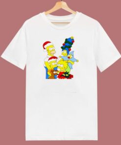 Simpsons Christmas Family 80s T Shirt