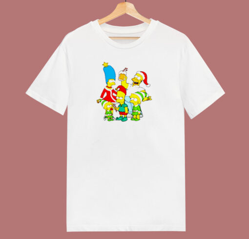 Simpsons Christmas Family And Homer With Beer 80s T Shirt