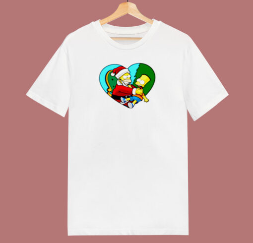 Simpsons Christmas Homer Santa And Bart 80s T Shirt