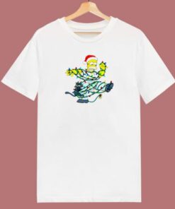 Simpsons Christmas Homer Simpson Tangled In A Garland 80s T Shirt