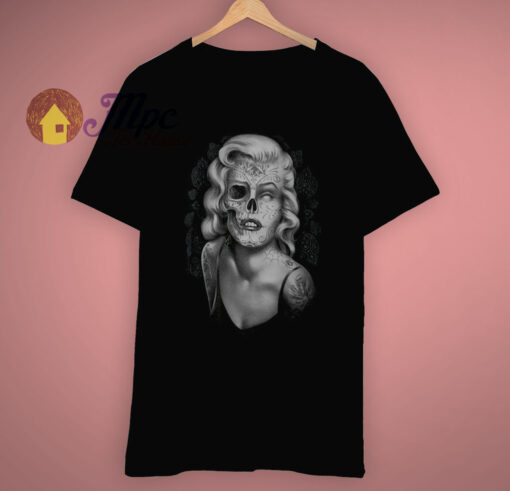 Skeleton Art Marilyn Monroe Skull T Shirt