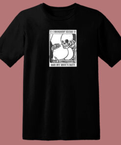 Skeleton I Worship Satan 80s T Shirt