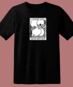 Skeleton I Worship Satan 80s T Shirt