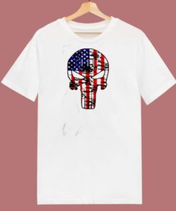 Skull American Flag 80s T Shirt