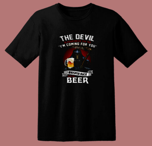 Skull Devil Larger Alcohol Biker 80s T Shirt