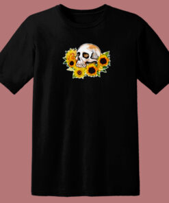 Skull Sunflower Retro 80s T Shirt 1