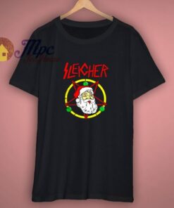 Sleigher Santa Metal Rock Music Christmas Pentagram T Shirt