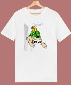 Sloth Piggyback Turtle And Snail Slow Down 80s T Shirt 1