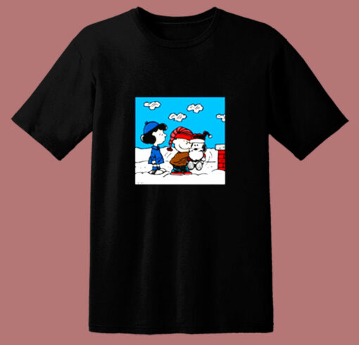 Snoopy Peanuts  Santa Claus Christmas Cartoon 80s T Shirt