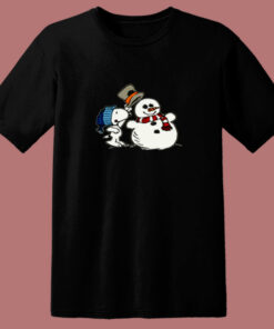 Snoopy Peanuts Snowman Christmas 80s T Shirt 1