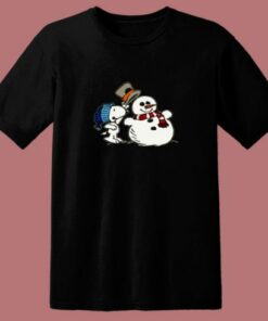 Snoopy Peanuts Snowman Christmas 80s T Shirt 1 Snoopy Peanuts Snowman Christmas 80s T Shirt 2
