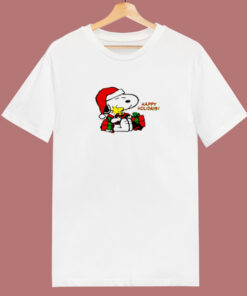Snoopy Woodstock Peanuts Tee Happy Holidays 80s T Shirt Snoopy Woodstock Peanuts Tee Happy Holidays 80s T Shirt