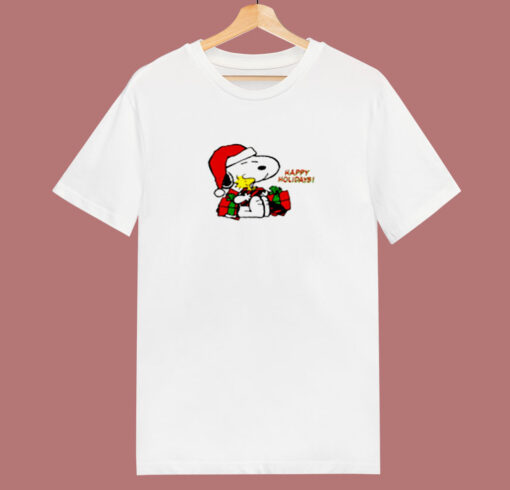 Snoopy Woodstock Peanuts Tee Happy Holidays 80s T Shirt
