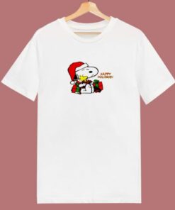Snoopy Woodstock Peanuts Tee Happy Holidays 80s T Shirt
