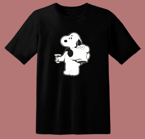 Snoopy X Brian Family Guy Mashup Custom 80s T Shirt